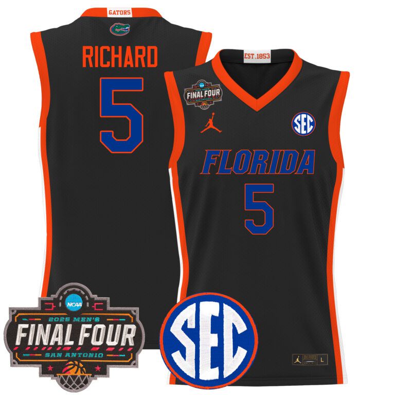 Men Florida Gators5 Richard black 2025 Final Four Patch NCAA Jersey style 2